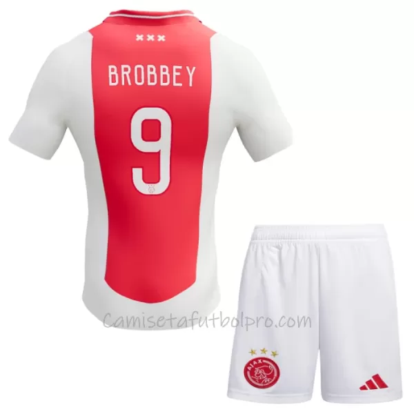 Camiseta AFC Ajax Brian Brobbey 9 Niños 1ª Equipación 24/25