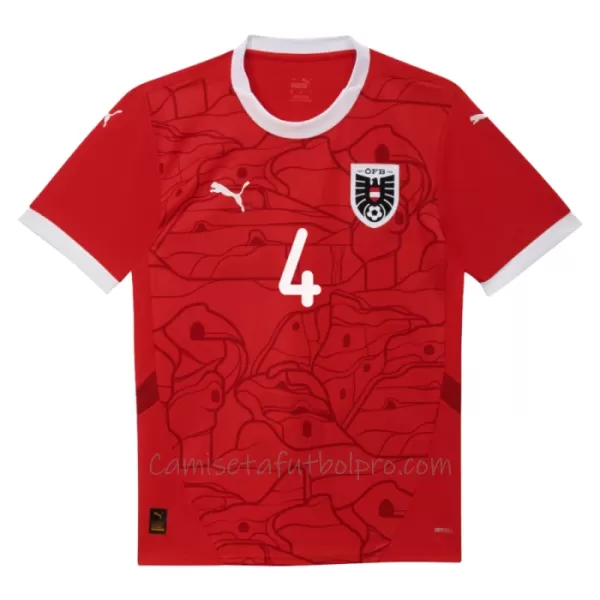 Camiseta Austria Kevin Danso 4 Hombre 1ª Equipación Eurocopa 2024