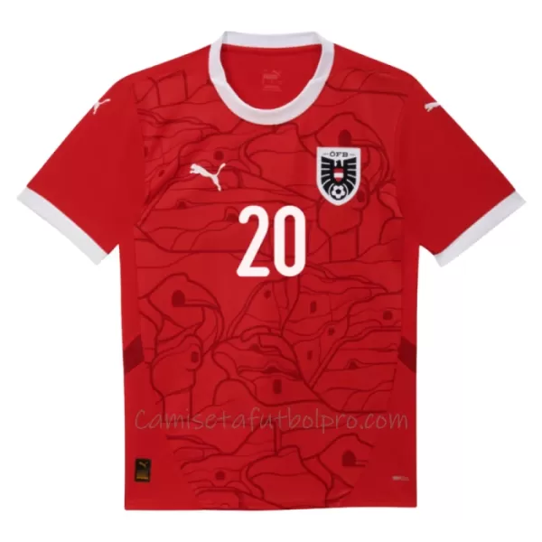 Camiseta Austria Konrad Laimer 20 Hombre 1ª Equipación Eurocopa 2024