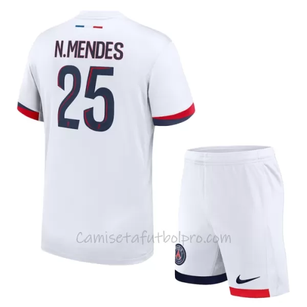 Camiseta Paris Saint-Germain Nuno Mendes 25 Niños 2ª Equipación 24/25