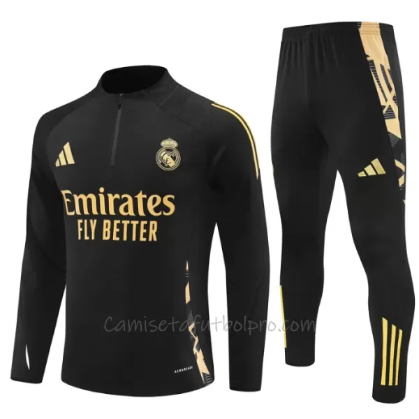 Conjunto de sudadera de entrenamiento Real Madrid Hombre 24/25 Negro