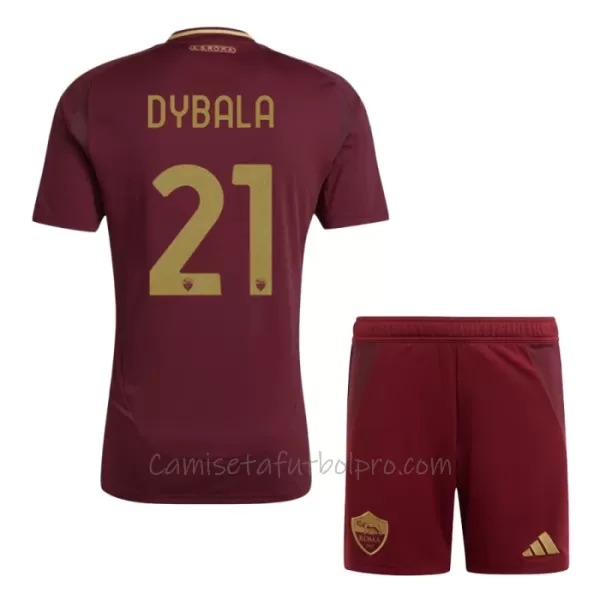 Camiseta AS Roma Paulo Dybala 21 Niños 1ª Equipación 24/25