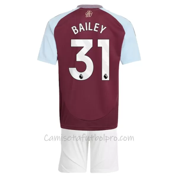 Camiseta Aston Villa Bailey 31 Niños 1ª Equipación 24/25