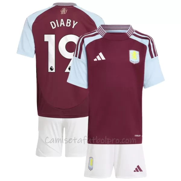 Camiseta Aston Villa Diaby 19 Niños 1ª Equipación 24/25