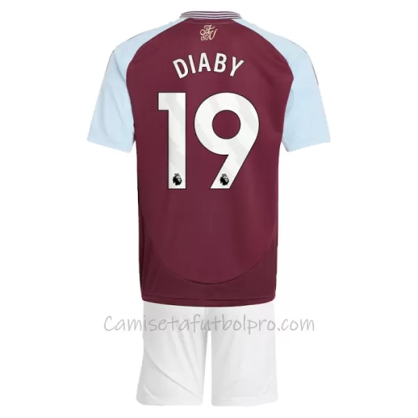 Camiseta Aston Villa Diaby 19 Niños 1ª Equipación 24/25