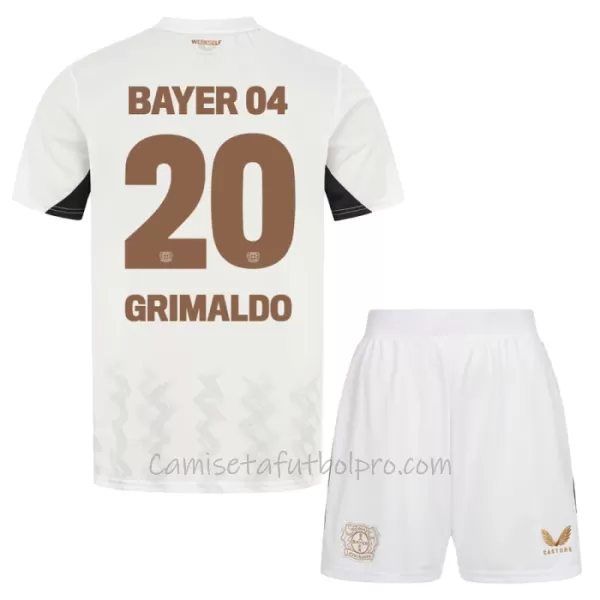 Camiseta Bayer 04 Leverkusen Alejandro Grimaldo 20 Niños 2ª Equipación 24/25