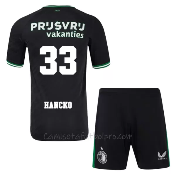 Camiseta Feyenoord Rotterdam Hancko 33 Niños 2ª Equipación 24/25