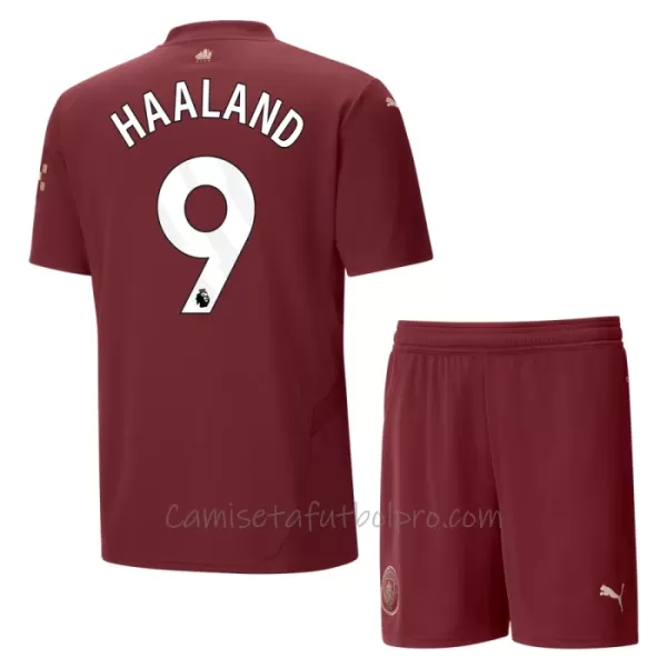 Camiseta Manchester City Erling Haaland 9 Niños 3ª Equipación 24/25