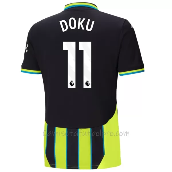 Camiseta Manchester City Jérémy Doku 11 Hombre 2ª Equipación 24/25