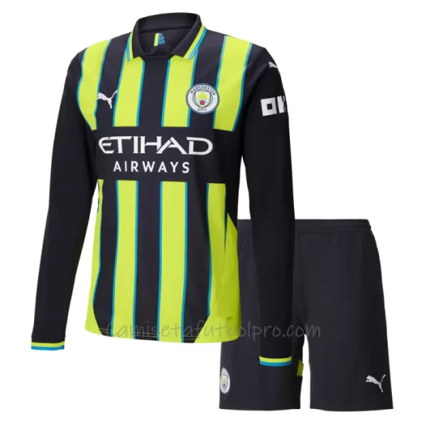 Camiseta Manchester City Niños 2ª Equipación 24/25 Manga Larga