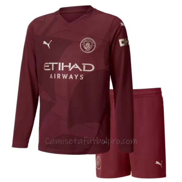 Camiseta Manchester City Niños 3ª Equipación 24/25 Manga Larga