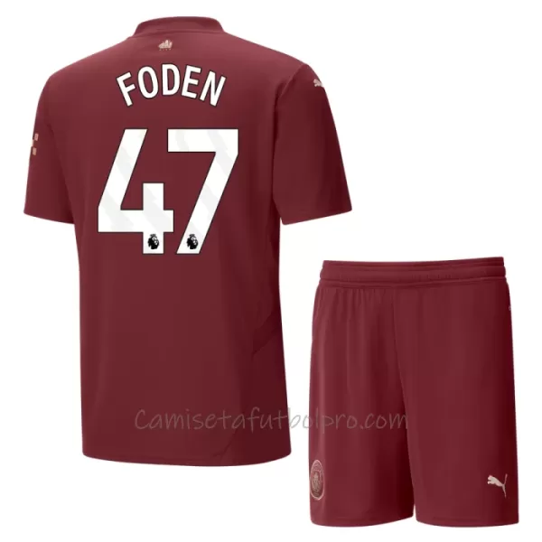 Camiseta Manchester City Phil Foden 47 Niños 3ª Equipación 24/25