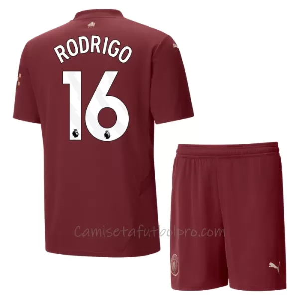 Camiseta Manchester City Rodrigo Hernández 16 Niños 3ª Equipación 24/25