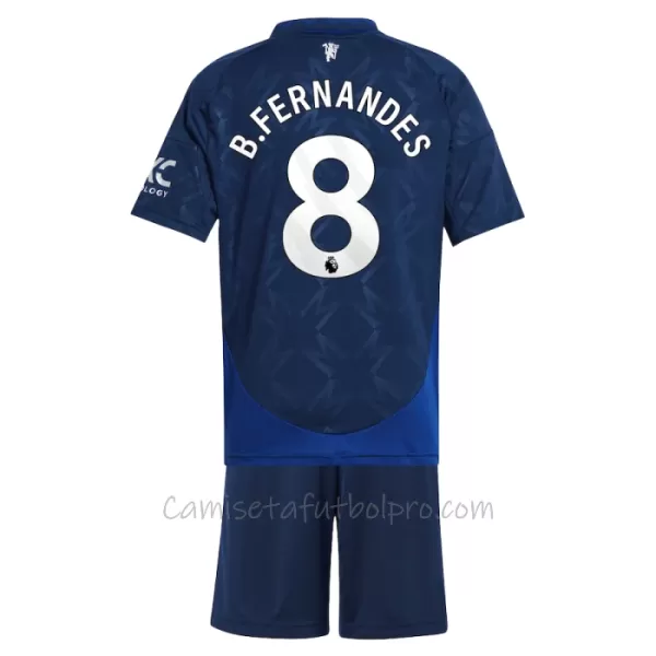 Camiseta Manchester United Bruno Fernandes 8 Niños 2ª Equipación 24/25