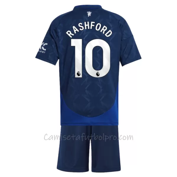 Camiseta Manchester United Marcus Rashford 10 Niños 2ª Equipación 24/25