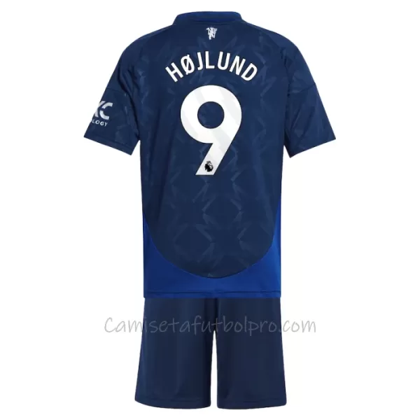 Camiseta Manchester United Rasmus Højlund 9 Niños 2ª Equipación 24/25