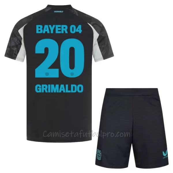 Camiseta Bayer 04 Leverkusen Alejandro Grimaldo 20 Niños 3ª Equipación 24/25