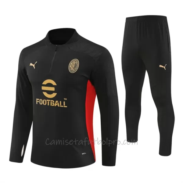 Conjunto de sudadera de entrenamiento AC Milan Hombre 24/25 Negro