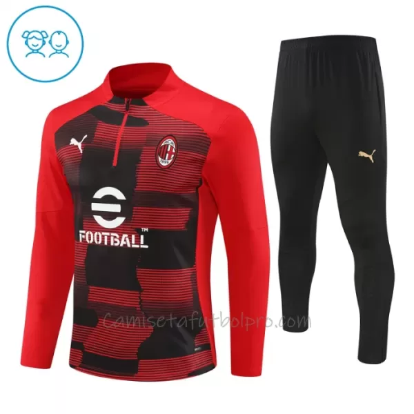 Conjunto de sudadera de entrenamiento AC Milan Niños 24/25 Rojo