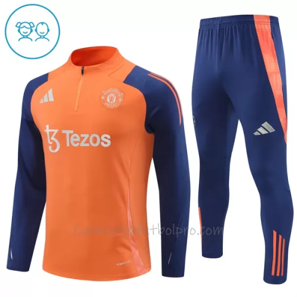 Conjunto de sudadera de entrenamiento Manchester United Niños 24/25 Naranja