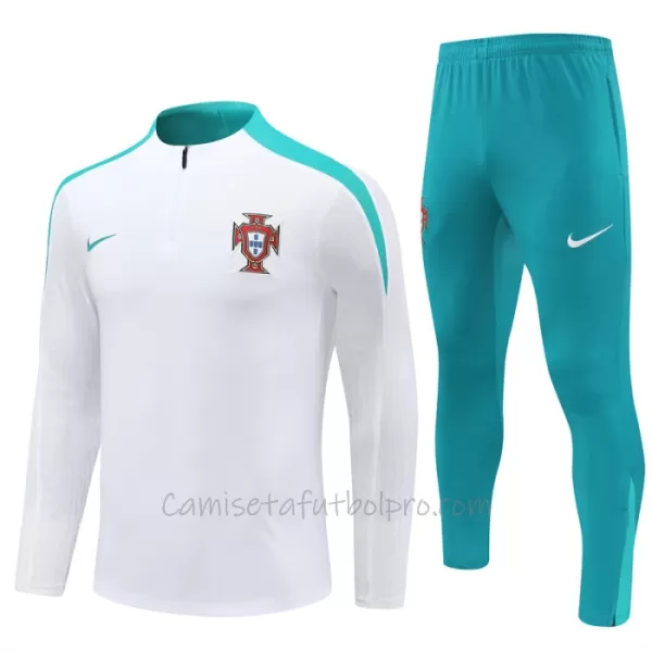 Conjunto de sudadera de entrenamiento Portugal Hombre 24/25 Blanco