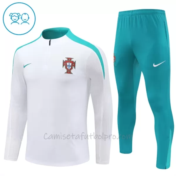 Conjunto de sudadera de entrenamiento Portugal Niños 24/25 Blanco