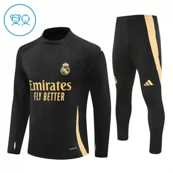 Conjunto de sudadera de entrenamiento Real Madrid Niños 24/25 Negro